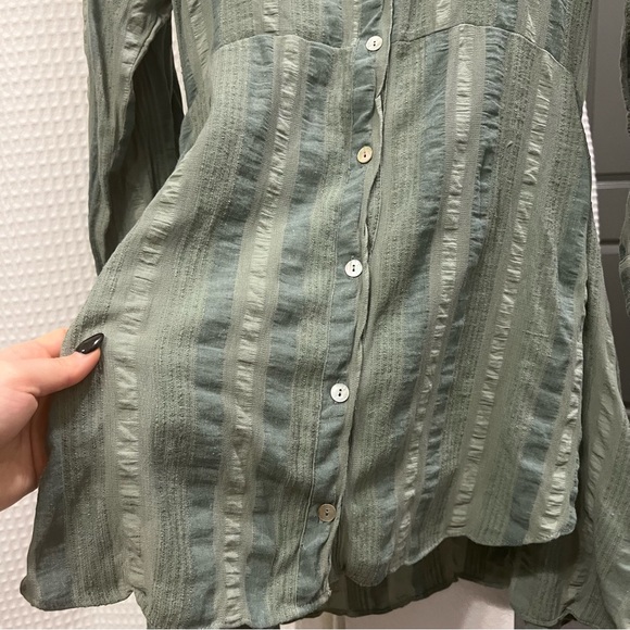 Zara women’s button up wrap dress size S green striped - Picture 8 of 11